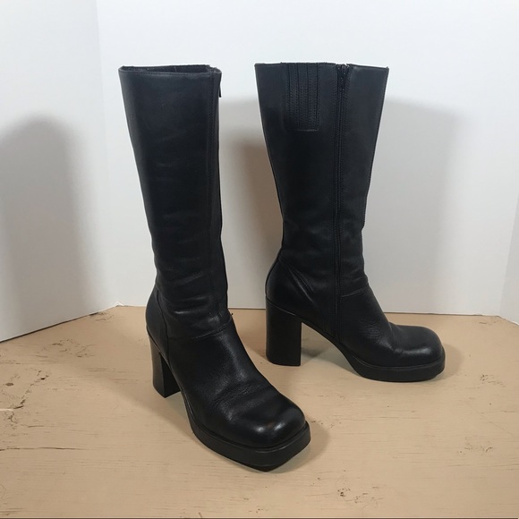 Steve Madden Shoes - Vintage 90s / Y2K Steve Madden Chunky Heel Boots, Size 8